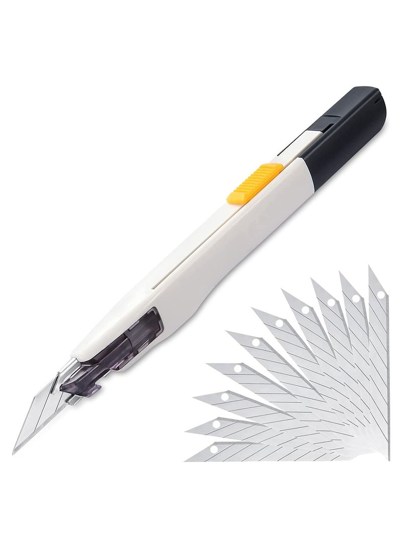 Utility Knife,Portable Box Cutter, Fine Point Arts and Crafts Blade for Precision Cutting, with 10 Pieces (White, 1 Cutter Blades) - Image 1