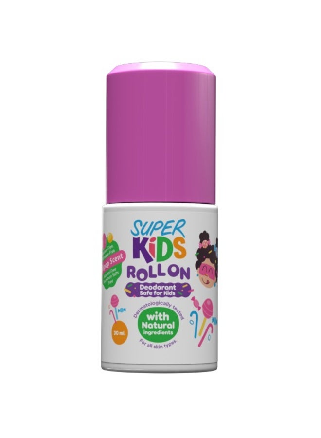 Super Kids Roll On Deodorant Safe For Kids 30 ml - Lollipop Scent