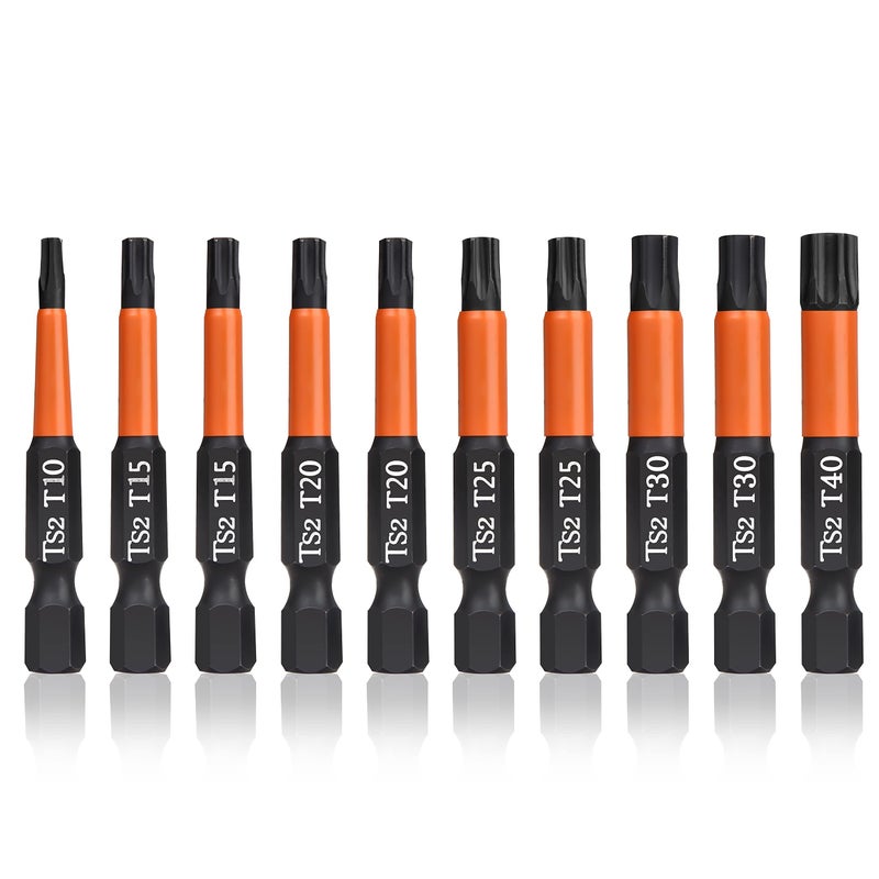 BAIDETS Pro Screwdriver Bit Set Screwdriver Torx 10 pieces 50mm length 14 HexShank with Storage Box