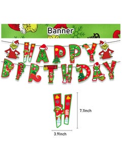 General Grinch Christmas Theme Birthday Party Decoration Grinch Flag Cake Card Balloon Spiral Charm Party  - Image 2