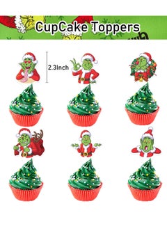 General Grinch Christmas Theme Birthday Party Decoration Grinch Flag Cake Card Balloon Spiral Charm Party  - Image 4