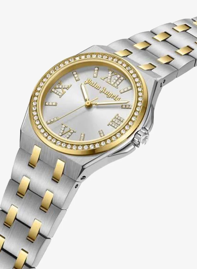 Palm Angels Oasis Silver Dial Silver Gold Stainless Steel Bracelet Analog Watch for Women, 34mm