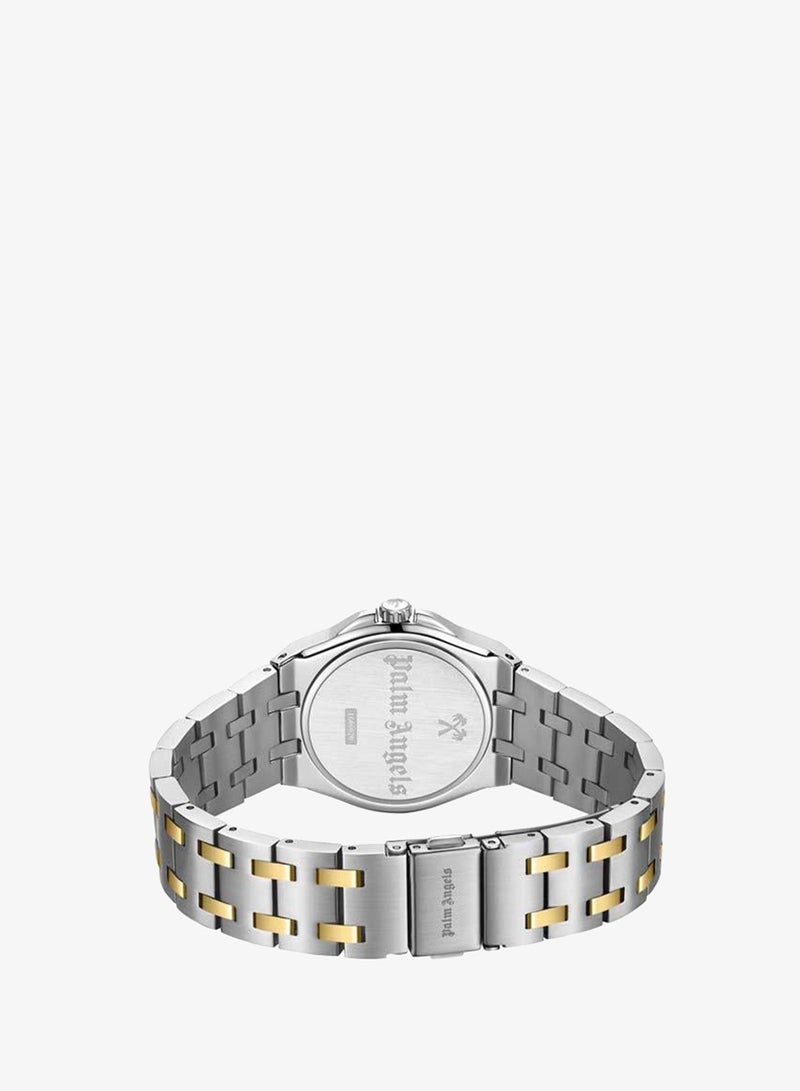 Palm Angels Oasis Silver Dial Silver Gold Stainless Steel Bracelet Analog Watch for Women, 34mm - Image 3