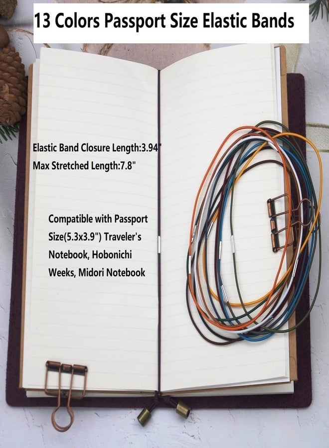 Dwpetzo 13 Colors Passport Size Elastic Bands for Travelers Notebook Accessories, Travel Journal Book Closure Bands for Traveler's Notebook Connecting Reffils Inserts - Image 2