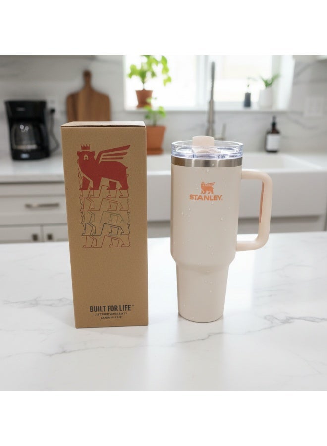 Stainless Steel Mug, (40 OZ) Stainless Steel Mug with Straw and Handle, Insulated Mug with Lid Travel Mug, Stainless Steel Coffee Mug for Hot Iced Drinks, Travel Mug with Handle