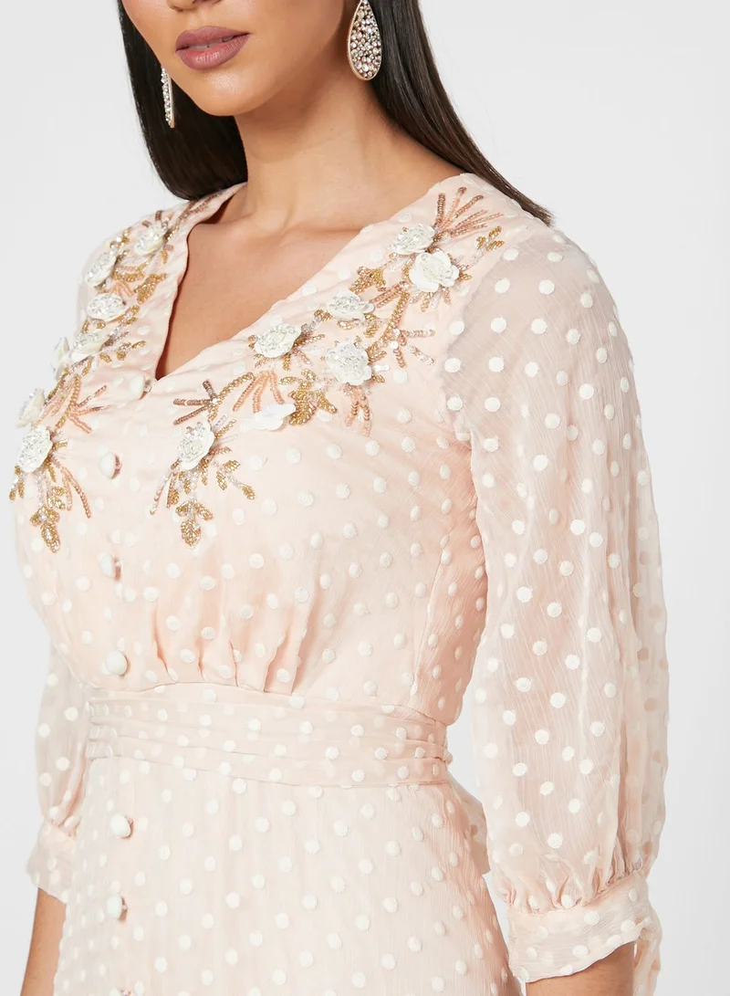 Fashion Trends by Suzy Matar Asymmetric Embellished Dress