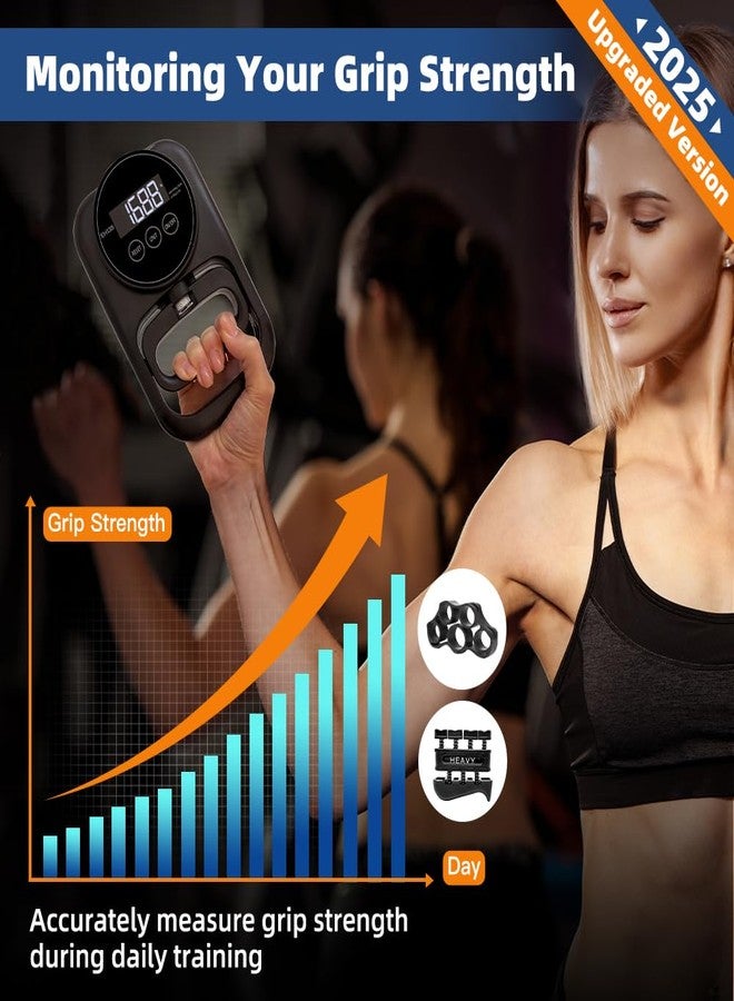 Enaud Grip Strength Tester Hand Gripper - Grip Strength Trainer Hand Dynamometer Handheld Meter LED Display Comfortable 265 Lbs / 120 Kgs Finger Strengthener for Sports Home School Gym Use All Black - Image 2