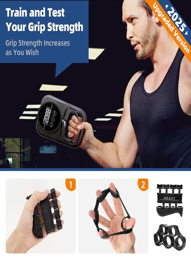 Enaud Grip Strength Tester Hand Gripper - Grip Strength Trainer Hand Dynamometer Handheld Meter LED Display Comfortable 265 Lbs / 120 Kgs Finger Strengthener for Sports Home School Gym Use All Black - Image 5
