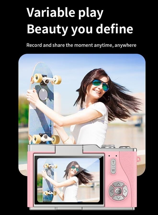 Kids Digital Camera Toys for 3-8 Year Old Girls Boys with 2.4-Inch Screen, 180° Flip Lens, Gift for Kids 64G SD Card Included Pink - Image 4