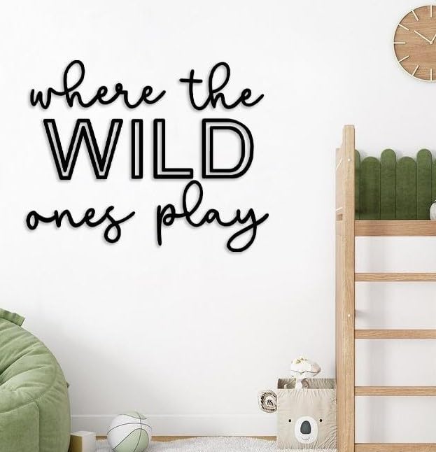 Puremigo Playroom Wall Decor, 24" XL Where The Wild Ones Play Nursery Sign Acrylic Wall Art Decoration for Kids Toddler Room Decor Boys and Girls Home Bedroom Sign (Acrylic - Black) - Image 1