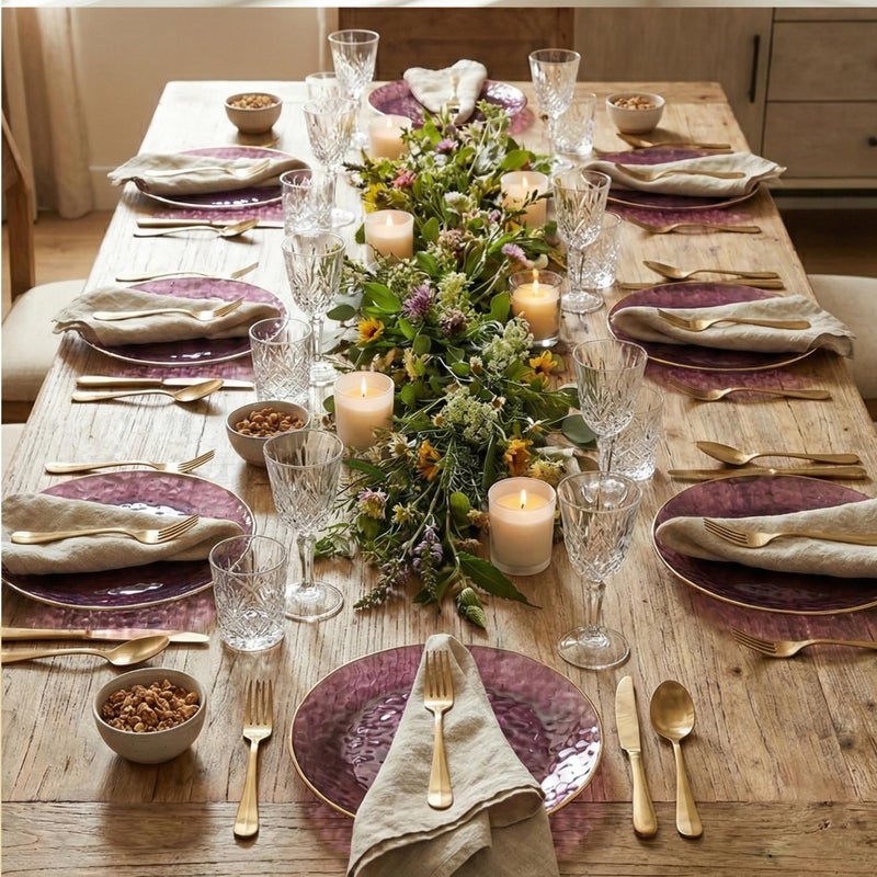 R-kay 100 Pack Purple Plastic Plates - 6 Inch Hammered With Gold Rim, Sturdy, Durable And Extra Heavy duty Purple Plastic Dessert Plates Disposable - Ideal For Appetizer And And For Desserts. - Image 5