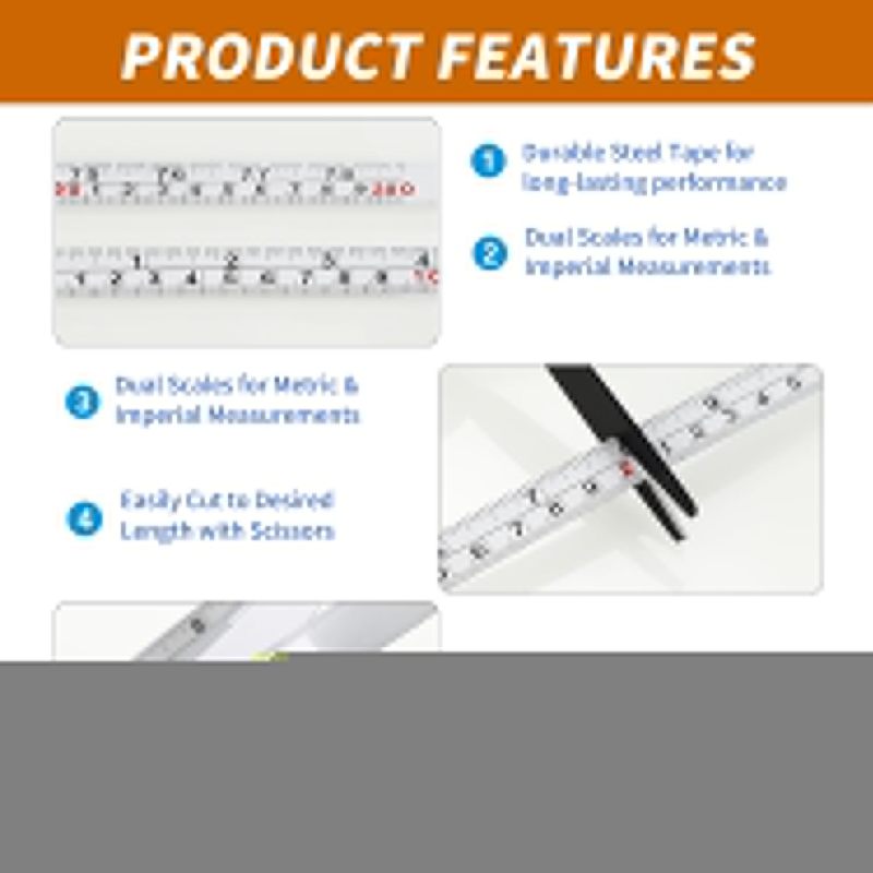 Self-Adhesive Steel Measuring Tape: 2Pcs 2M Dual-Sided High-Contrast White - Strong Hold Clear Durable Measuring Ruler for Carpentry Workbench Table Saw Woodworking - Image 3