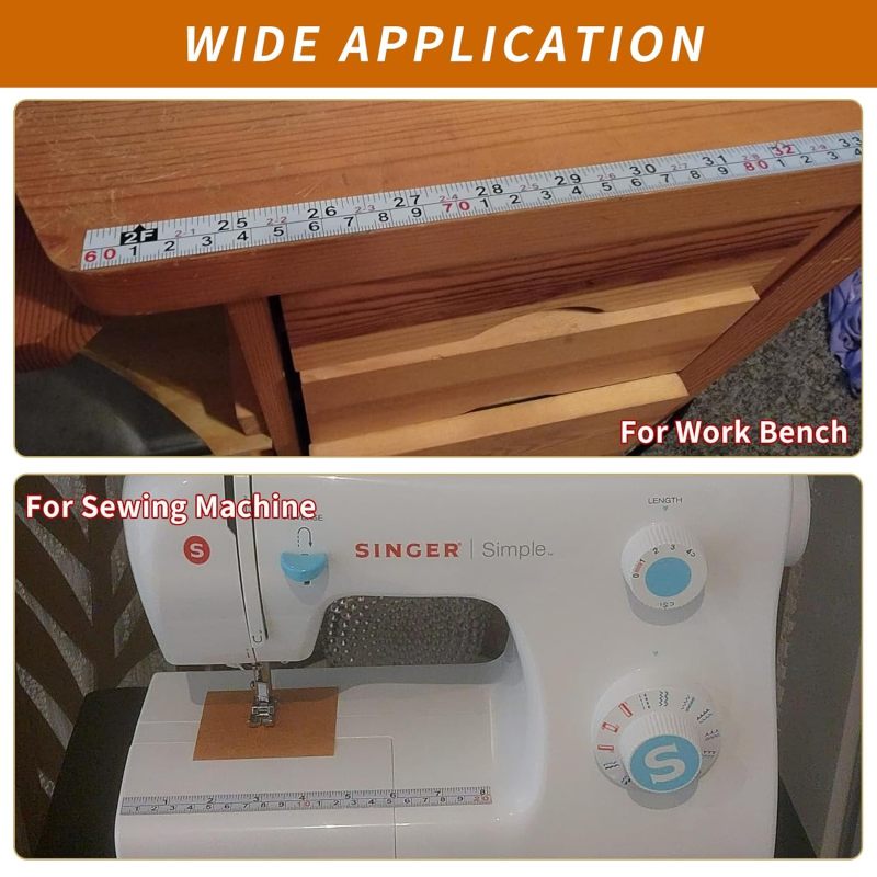 Self-Adhesive Steel Measuring Tape: 2Pcs 2M Dual-Sided High-Contrast White - Strong Hold Clear Durable Measuring Ruler for Carpentry Workbench Table Saw Woodworking - Image 5