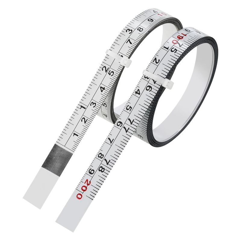 Self-Adhesive Steel Measuring Tape: 2Pcs 2M Dual-Sided High-Contrast White - Strong Hold Clear Durable Measuring Ruler for Carpentry Workbench Table Saw Woodworking - Image 1