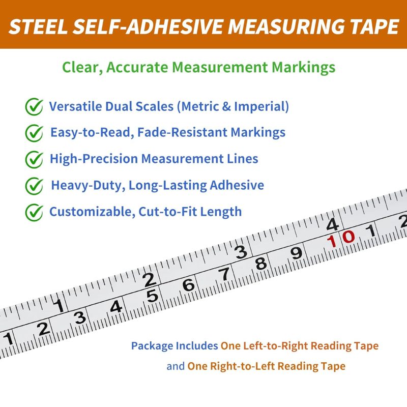 Self-Adhesive Steel Measuring Tape: 2Pcs 2M Dual-Sided High-Contrast White - Strong Hold Clear Durable Measuring Ruler for Carpentry Workbench Table Saw Woodworking - Image 4