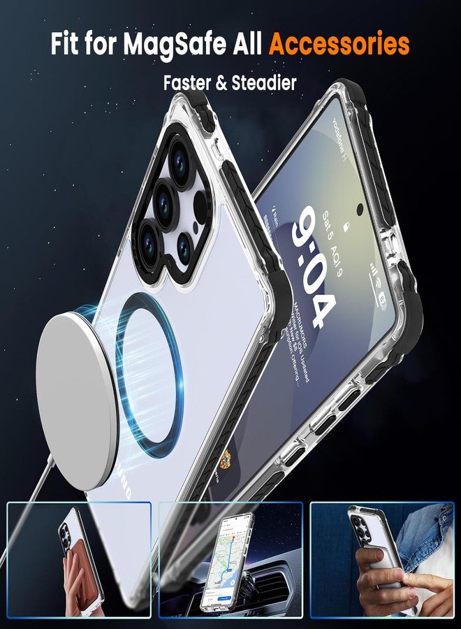 DEERLAMN Strong Magnetic Case for Samsung Galaxy S24 Ultra 6.8-Inch,[Compatible with Magsafe][Military Grade Drop Protection] Clear Slim Shockproof Protective Phone Cover, Transparent+Black - Image 5