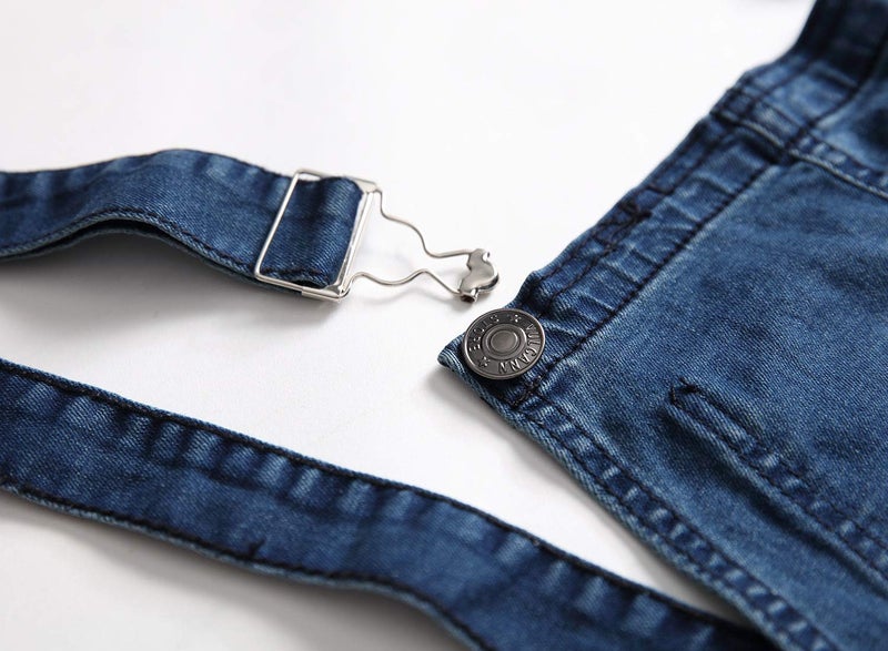 LONGBIDA Men's Denim Bib Overalls Fashion Slim Fit Jumpsuit with Pockets(Dark Blue,XL) - Image 5