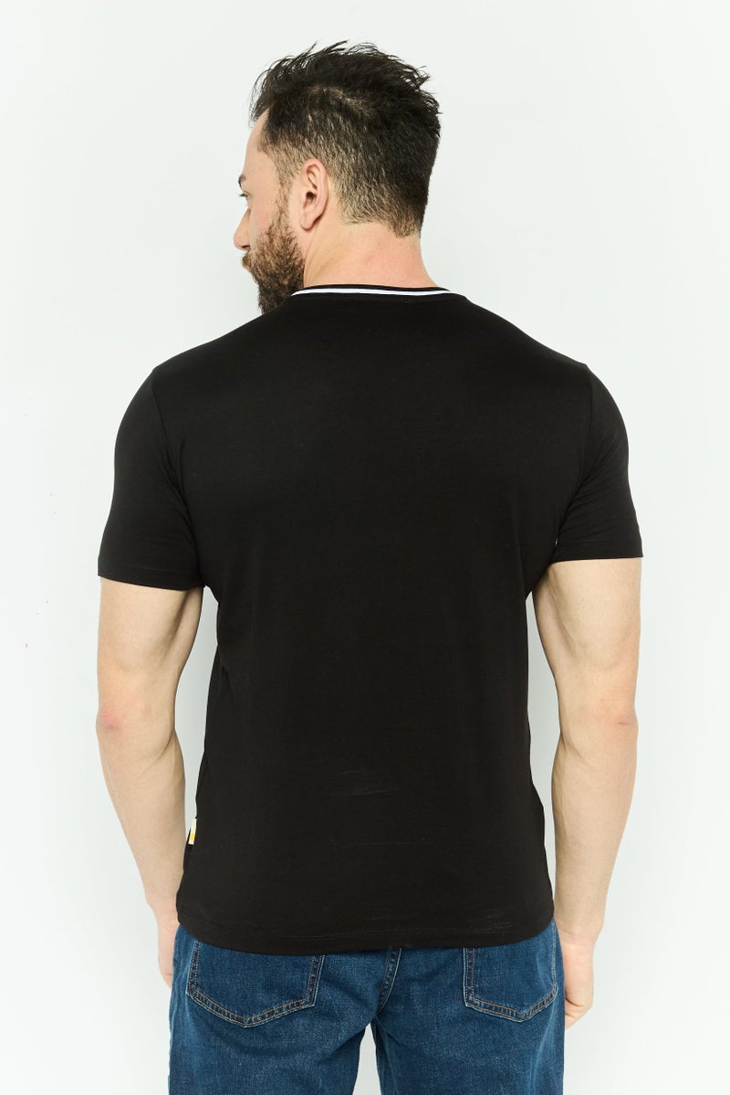 Gazzarrini Men Crew Neck Short Sleeve Brand Logo T Shirt, Black - Image 4