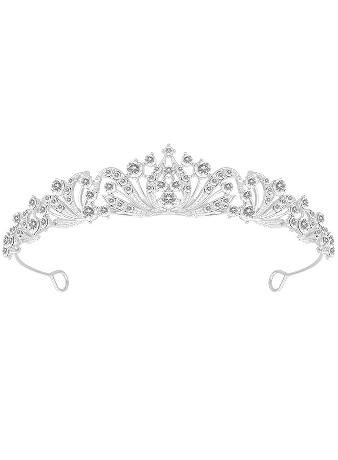 Wffo Silver Rhinestone Crown - Glitter Rhinestone Princess Crown Tiara Headband Crystal Birthday Crown Wedding Headpieces for Bride Pageant Prom Costume Hair Accessories(Silver) - Image 1