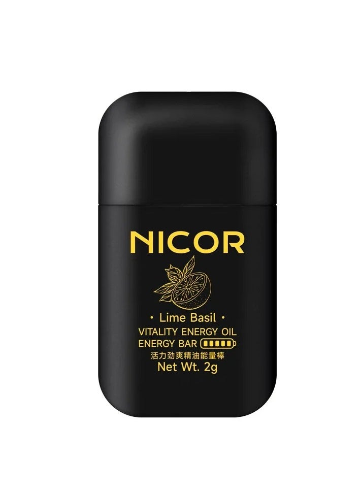 Nicor جهاز استنشاق الأنف، شريط زيت الطاقة المزدوج الثقب منشط للحيوية، جهاز استنشاق طبيعي منعش، جهاز استنشاق الأنف للعلاج بالروائح العطرية المنشط لتحسين احتقان الأنف، (قطعة واحدة، ليمون، أسود)  - Image 1