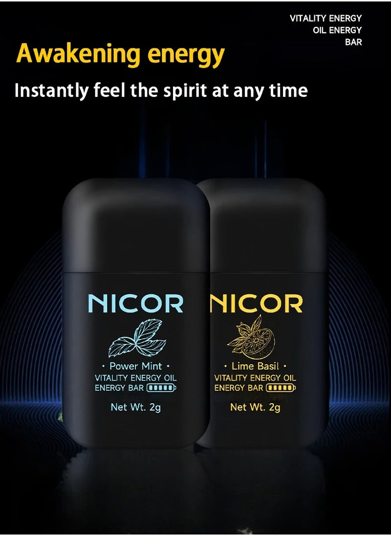 Nicor جهاز استنشاق الأنف، شريط زيت الطاقة المزدوج الثقب منشط للحيوية، جهاز استنشاق طبيعي منعش، جهاز استنشاق الأنف للعلاج بالروائح العطرية المنشط لتحسين احتقان الأنف، (قطعة واحدة، ليمون، أسود)  - Image 3