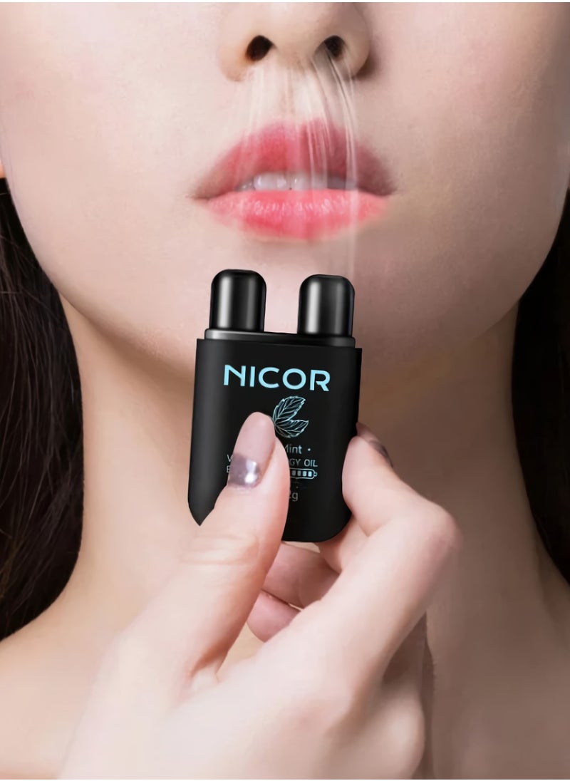 Nicor جهاز استنشاق الأنف، شريط زيت الطاقة المزدوج الثقب منشط للحيوية، جهاز استنشاق طبيعي منعش، جهاز استنشاق الأنف للعلاج بالروائح العطرية المنشط لتحسين احتقان الأنف، (قطعة واحدة، ليمون، أسود)  - Image 4