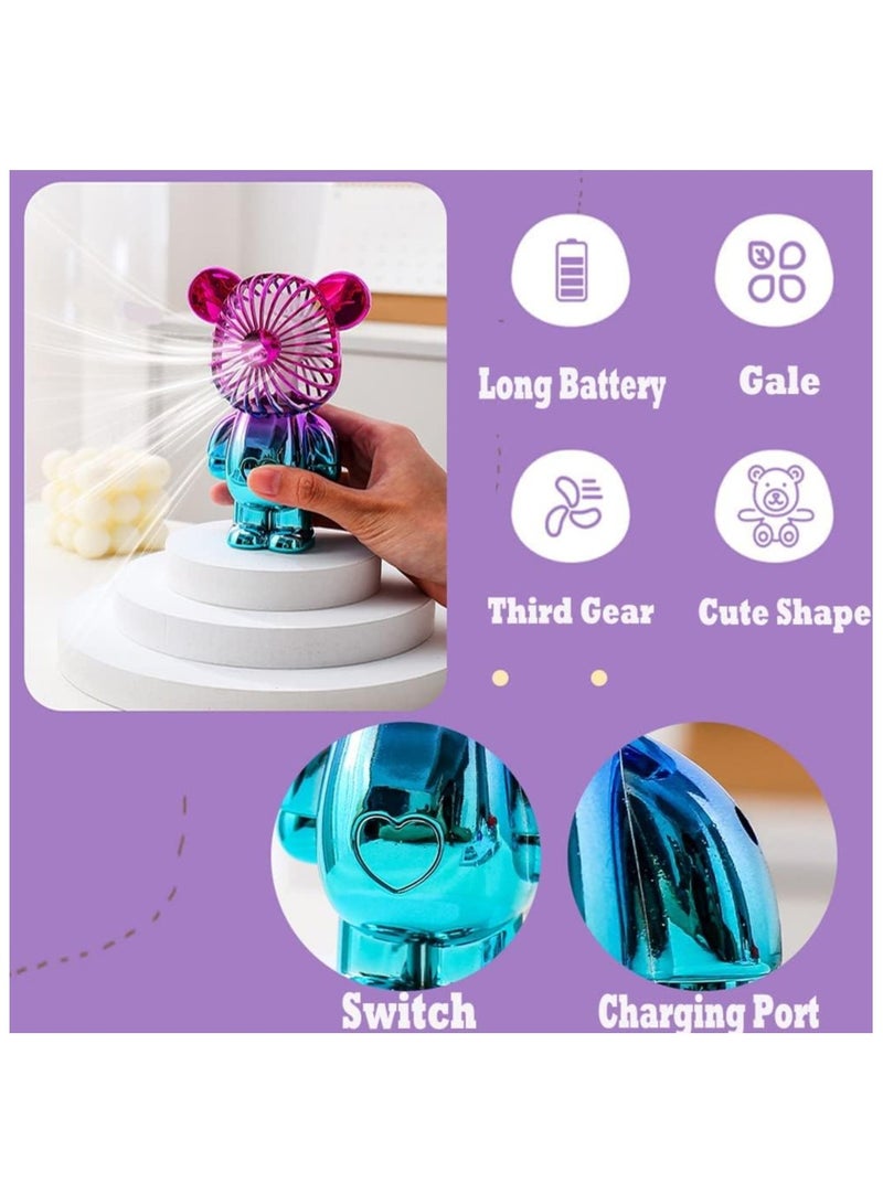 مروحة UJAY المحمولة، مروحة مكتب صغيرة لطيفة على شكل دب صغيرة هادئة، مروحة تعمل بمنفذ USB قابلة للتعديل بثلاث سرعات، علامة لطيفة على شكل طلاء كهربائي، هادئة للغاية، رياح قوية، مناسبة...  - Image 4