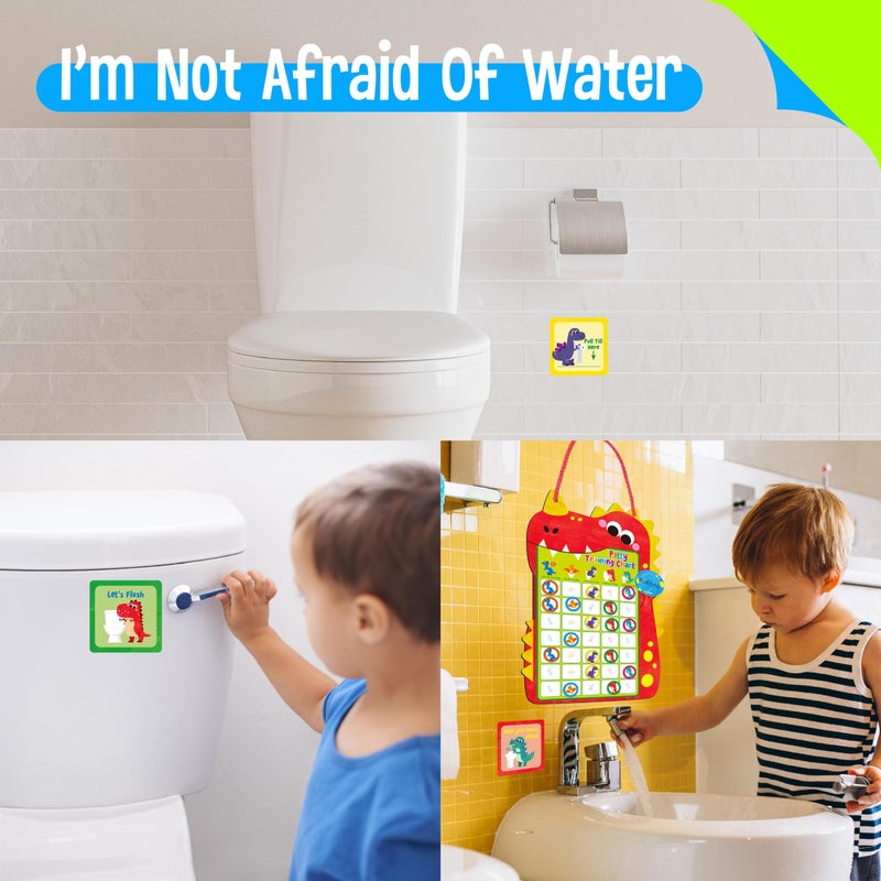 SpriteGru Magnetic Potty Training Chart, Dinosaur Reward Potty Training Chart with 50 Reusable Dinosaur Magnets Plus 45 Stickers and a Storage Bag, Perfect for Boys & Girls, Multiple Toddlers (14.2â€ X 10â€) - Image 3