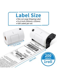 MarkDomain 4 X 6 In Shipping Labels Replace For Brother Dk-1241 Die-Cut Address Label For Ql-1050N Ql-1110Nwb Ql-1100 Label Printer, 200 Label/Roll, 1 Roll + 1 Frame  - Image 2