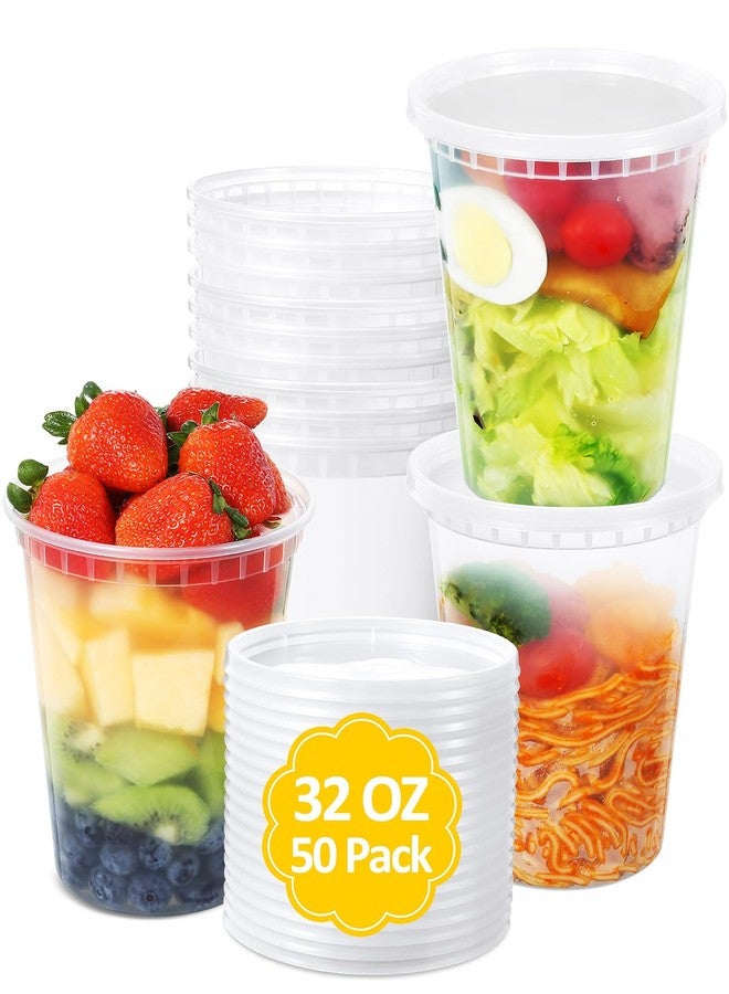 SHOPDAY Deli-Containers-with-Lids-32 Oz 50 Sets - Plastic-Food-Storage-Containers-with-Airtight-Lids, Freezer-Containers-for-Meal-Prep, Soup-Container-for-Overnight Oats, To-Go-Container - Image 1