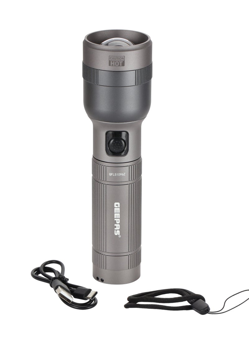 GEEPAS Zoomable LED Flashlight 30W | Perfect for Indoor and Outdoor Use, 10 Hours Continuous Working | Battery Level Indicator and Power Reminder, Lithium Battery, 2000 Lumens | GFL51096Z - Image 3