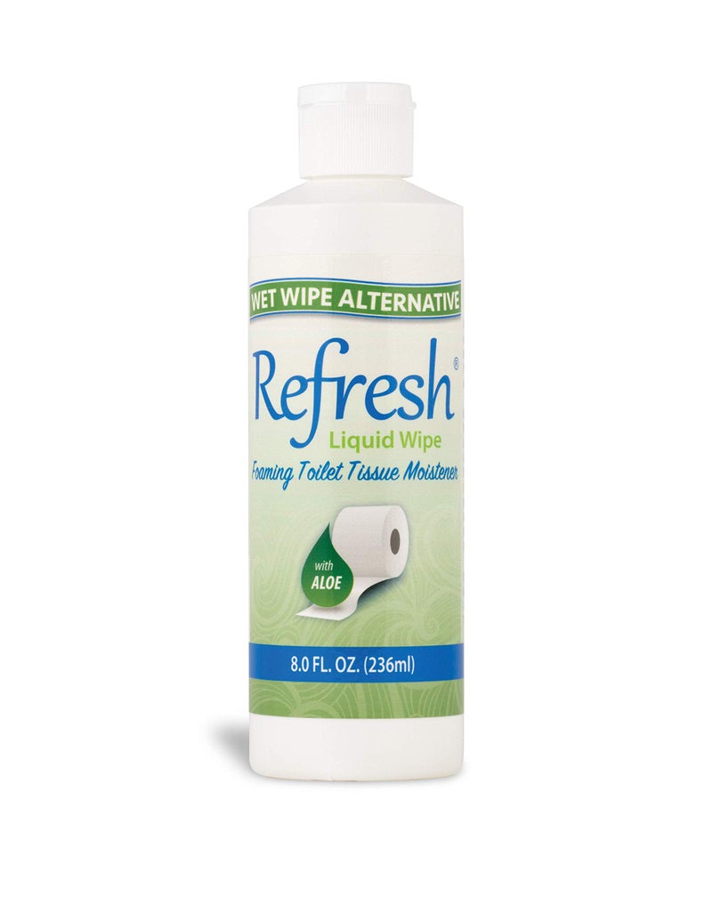 Refresh Liquid Wipe Toilet Paper Foam Dispenser Refill EcoFriendly Flushable Wet Wipe Alternative with Witch Hazel and Aloe 8 oz Refill