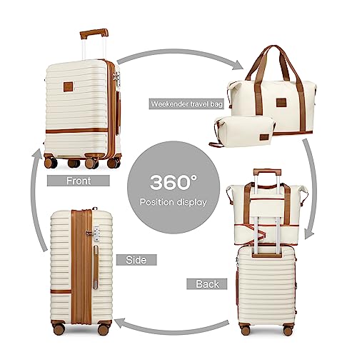 Joyway Carry On Luggage 20 Inch Expandable Suitcase with Spinner Wheel, 3 Piece Hard Shell Luggage Set with TSA Lock(White) - Image 4