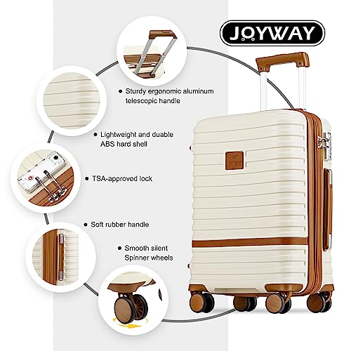 Joyway Carry On Luggage 20 Inch Expandable Suitcase with Spinner Wheel, 3 Piece Hard Shell Luggage Set with TSA Lock(White) - Image 3