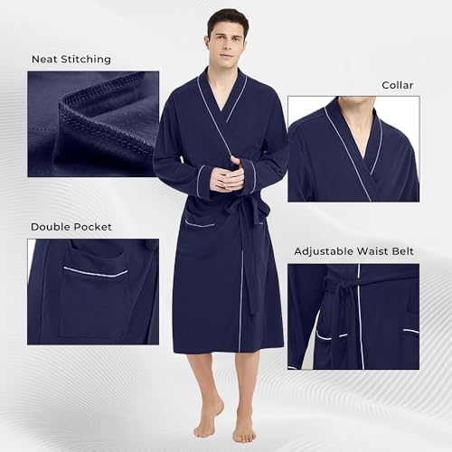 U2SKIIN روب قطن للرجال من U2SKIIN خفيف الوزن (أزرق داكن، 2XL/3XL) - Image 3