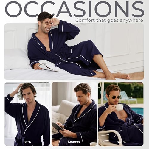 U2SKIIN روب قطن للرجال من U2SKIIN خفيف الوزن (أزرق داكن، 2XL/3XL) - Image 4