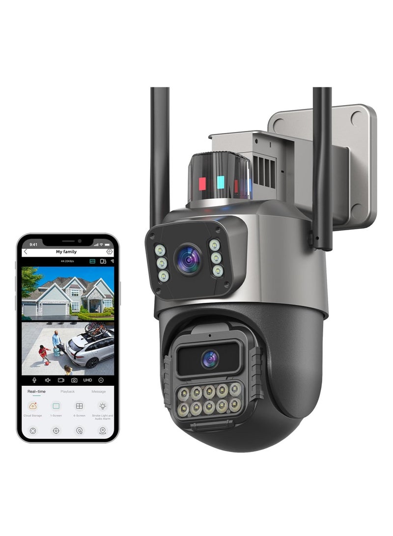 General 6 MP outdoor security camera, dual-lens outdoor camera for wired home security, IP66 waterproof, AI tracking, light alarm, color night  - Image 1
