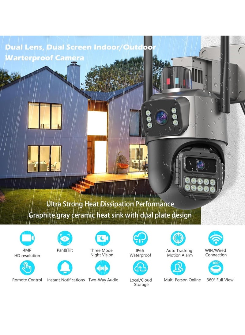General 6 MP outdoor security camera, dual-lens outdoor camera for wired home security, IP66 waterproof, AI tracking, light alarm, color night  - Image 2