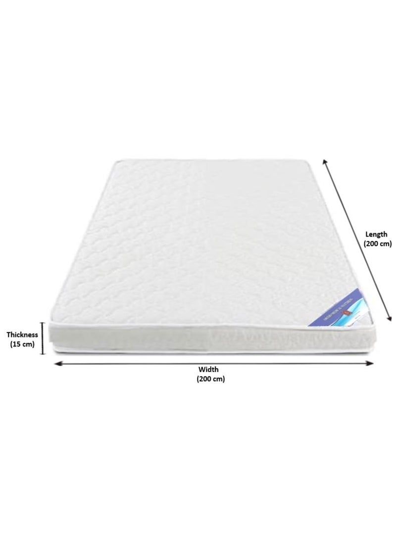 AL WADI FURNITURE Super King Size Medicated Mattress, Comfort Back Support, Reversible Use Option, Polyester Fabric, 200W x 200L x 15H cm - White - Image 2