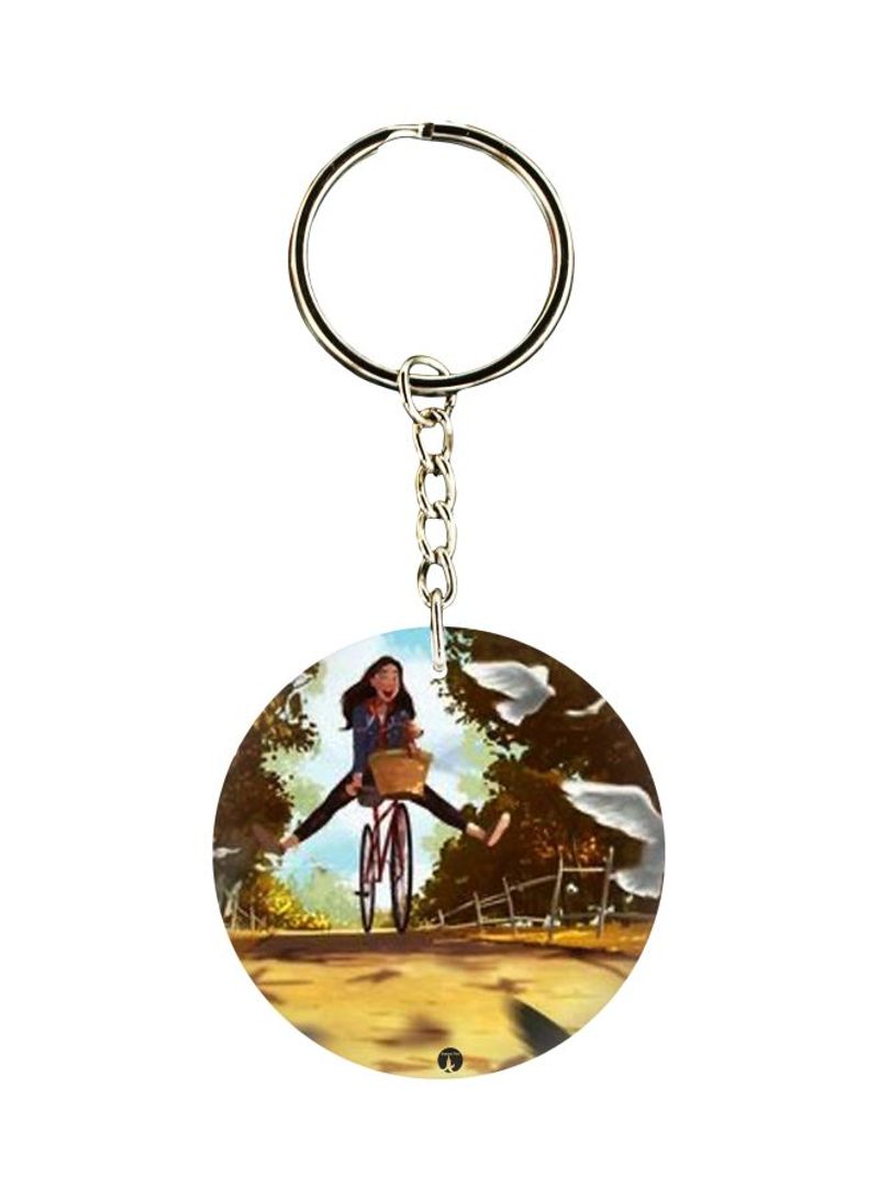 Cartoon Girl Printed Keychain