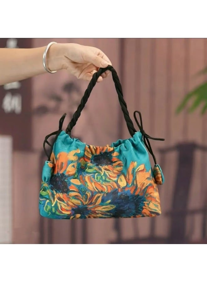 Fragrant Cloud Flower Ruyi Bag 29*20 Positioning Flower Crossbody Bag Chinese Style Vintage Drawstring All-match Decorative Handbag-Colour:The Aftertaste Of Purple Lotus-Size:29*20cm  - Image 5