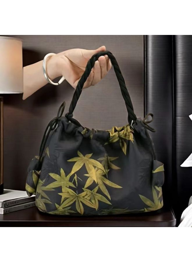 Fragrant Cloud Flower Ruyi Bag 29*20 Positioning Flower Crossbody Bag Chinese Style Vintage Drawstring All-match Decorative Handbag-Colour:The Aftertaste Of Purple Lotus-Size:29*20cm  - Image 2