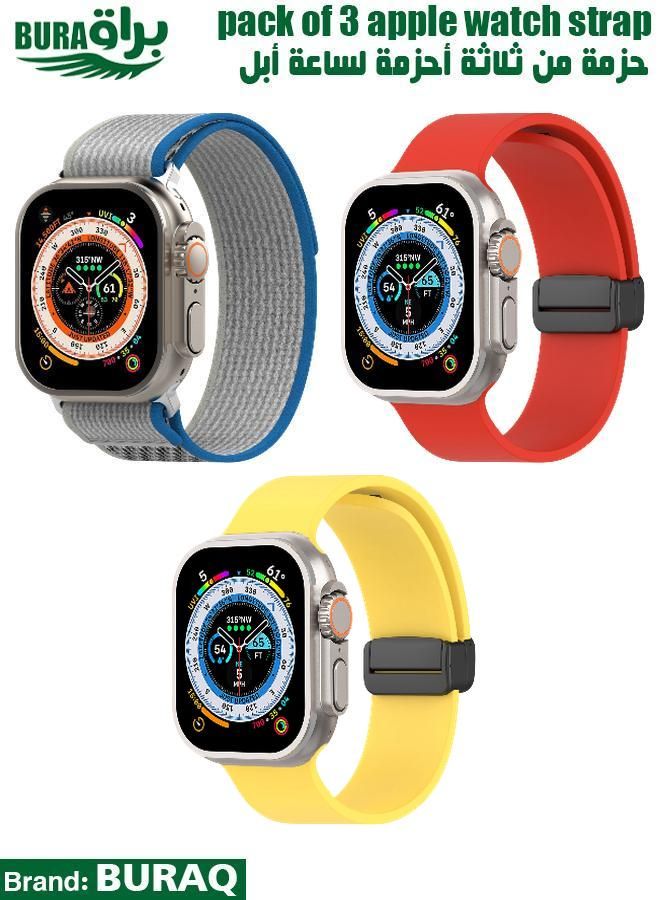 BURAQ Apple Watch Band Strap For Apple Watch Ultra 2/Ultra 49mm, Series 10 46mm, 9/8/7 45mm, SE2/SE/6/5/4 44mm, 3/2/1 42mm 