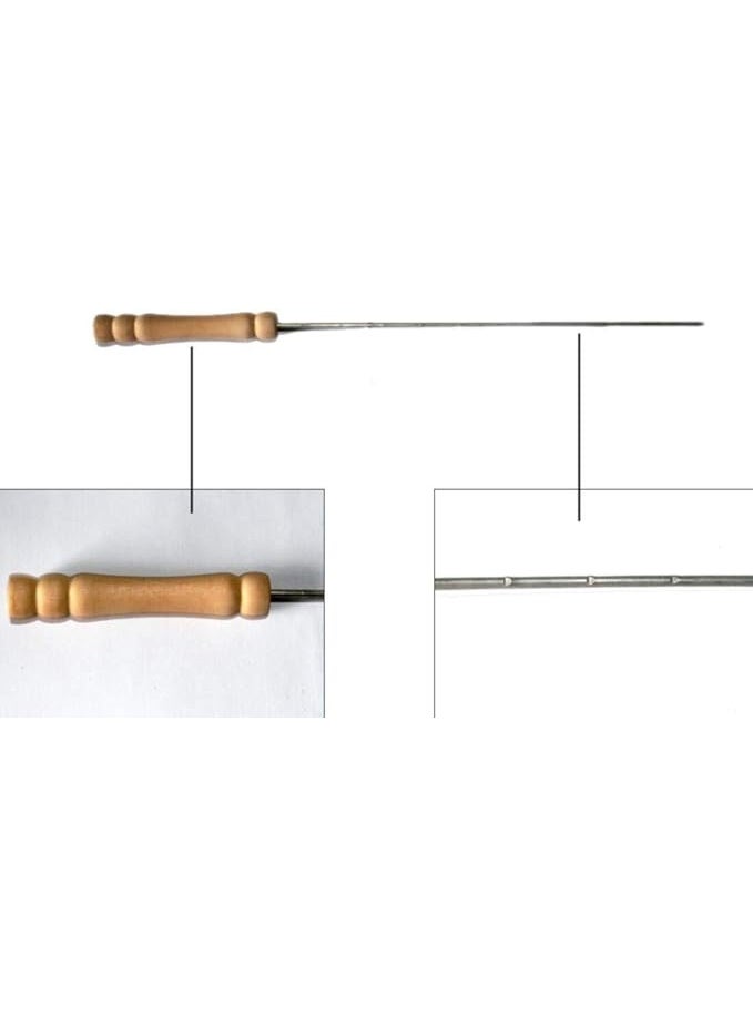طقم 12 سيخ شواء من الستانلس ستيل بمقبض خشبي – أسياخ معدنية متينة قابلة لإعادة الاستخدام للشوي والكباب والدجاج واللحم والخضار والمأكولات البحرية - Image 2