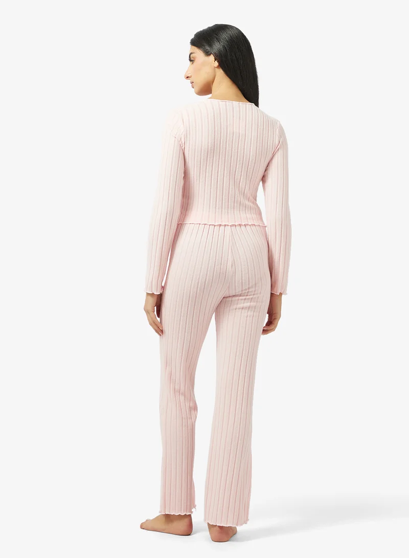 ELLA Ribbed Pyjama Top & Pant Set
