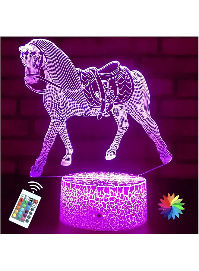 The Bros هدايا الخيول للفتيات، مصباح خيول ليلي لغرفة الأطفال 16 لون متغير مع جهاز تحكم عن بعد، ألعاب خيول لمسة ذكية هدايا عيد ميلاد للفتيات من عمر 3 إلى 12 سنة - Image 1