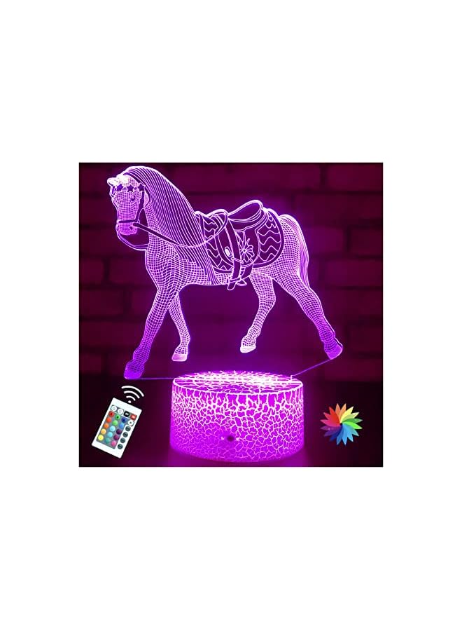 The Bros هدايا الخيول للفتيات، مصباح خيول ليلي لغرفة الأطفال 16 لون متغير مع جهاز تحكم عن بعد، ألعاب خيول لمسة ذكية هدايا عيد ميلاد للفتيات من عمر 3 إلى 12 سنة - Image 2