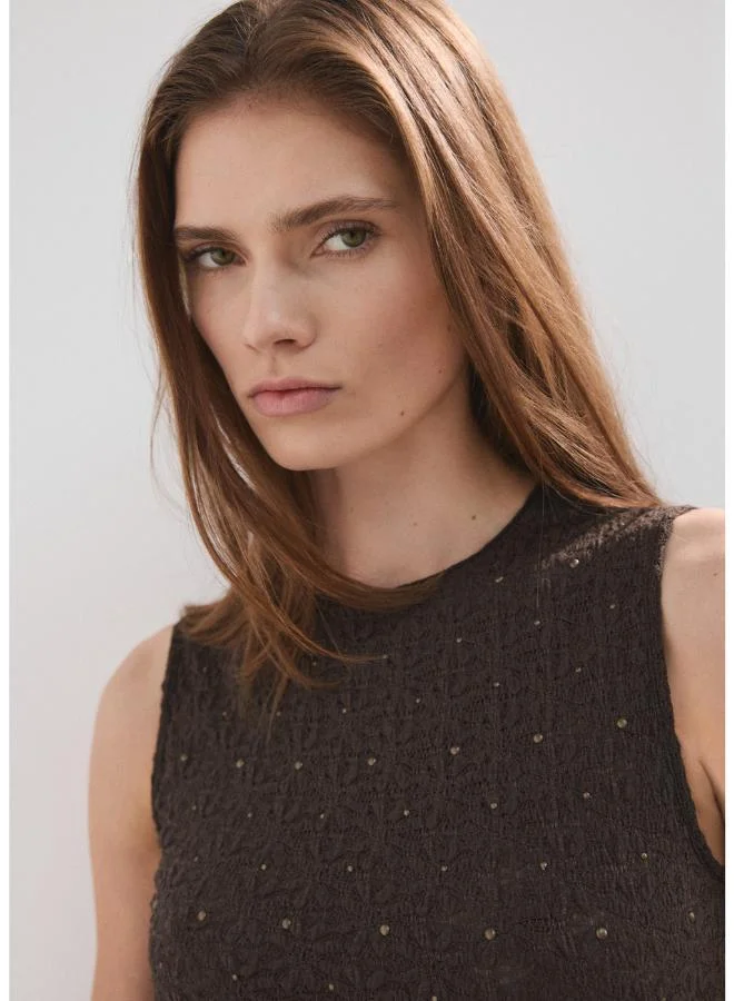 MANGO  Fitted studded top for Women | Best Price UAE