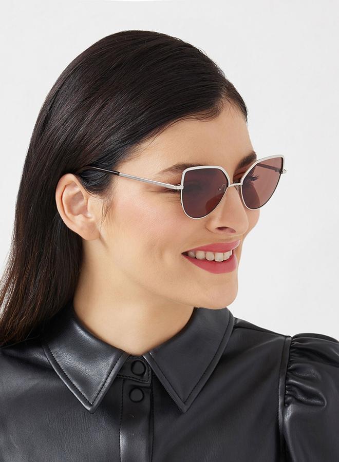 بلاك أوت نظارات شمسية نسائية أنيقة عين القطة حماية من الأشعة فوق البنفسجية ذهبي بني - Image 5