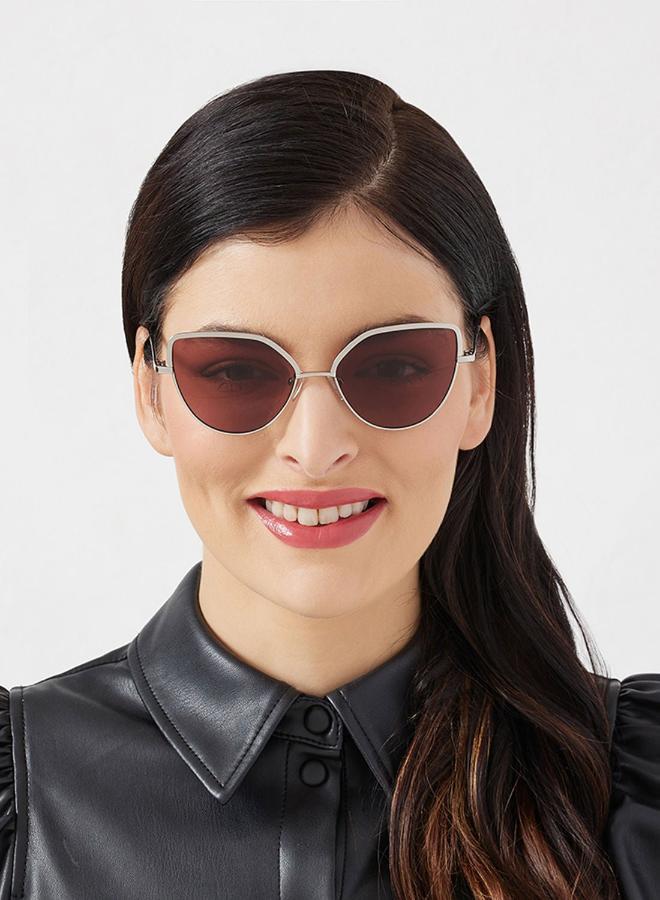 بلاك أوت نظارات شمسية نسائية أنيقة عين القطة حماية من الأشعة فوق البنفسجية ذهبي بني - Image 4